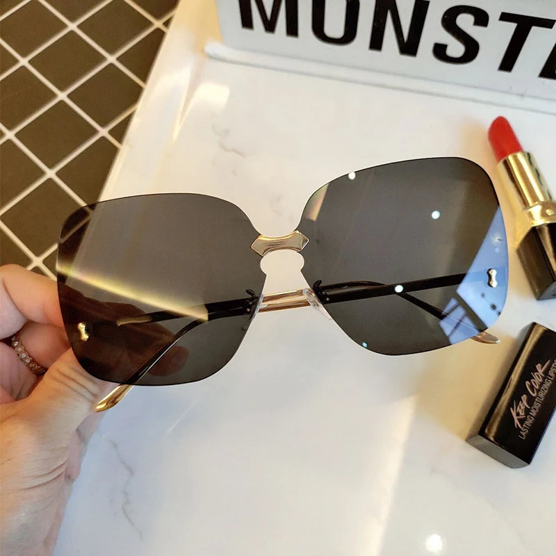 Oversized Rimless Fashion Sunglasses