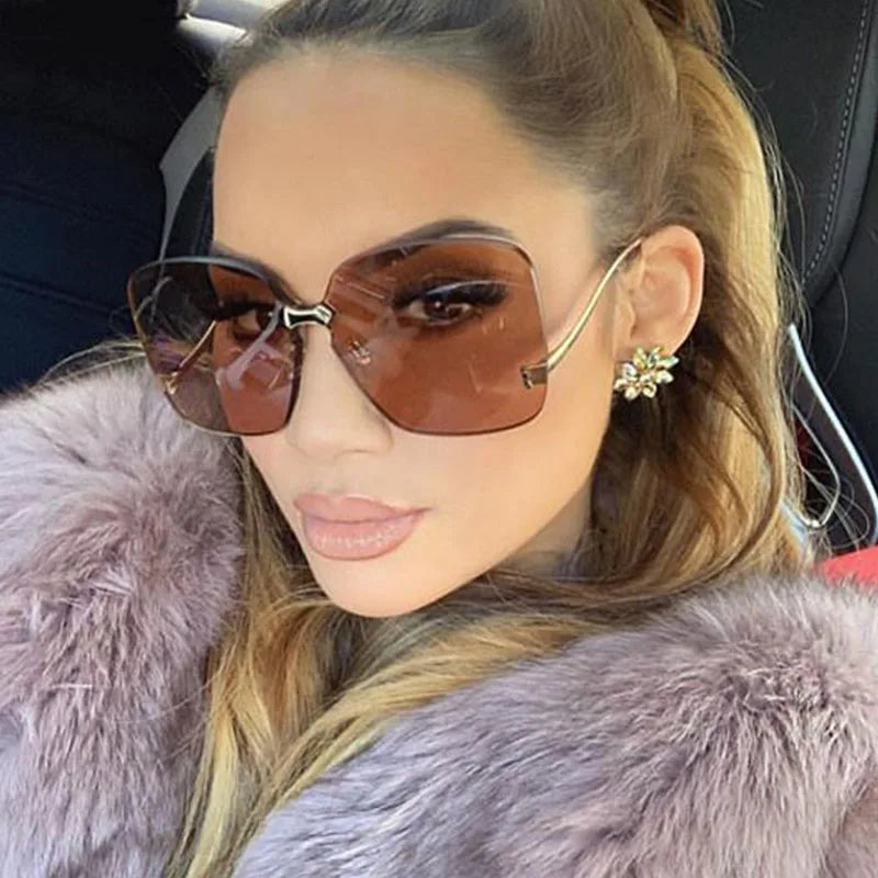 Oversized Rimless Fashion Sunglasses