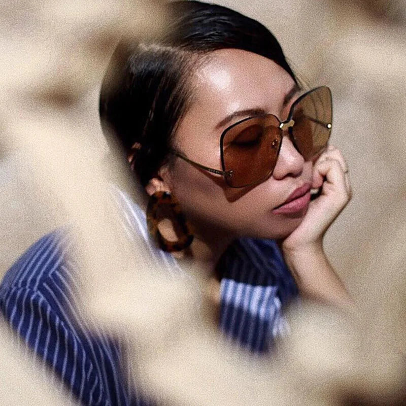 Oversized Rimless Fashion Sunglasses