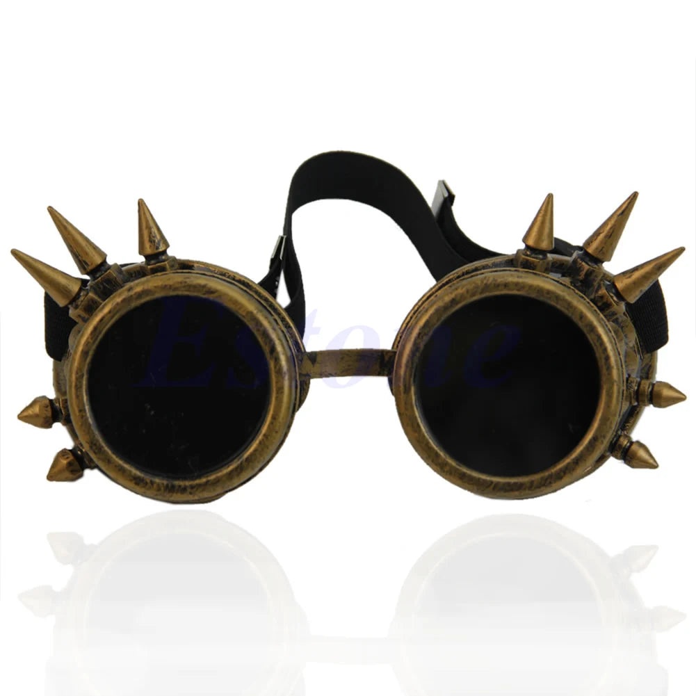 Welding Round goggle steampunk cyber Goth Sunglasses Rivet spiked goggles Cosplay Antique Victorian dirt bike sunglasses
