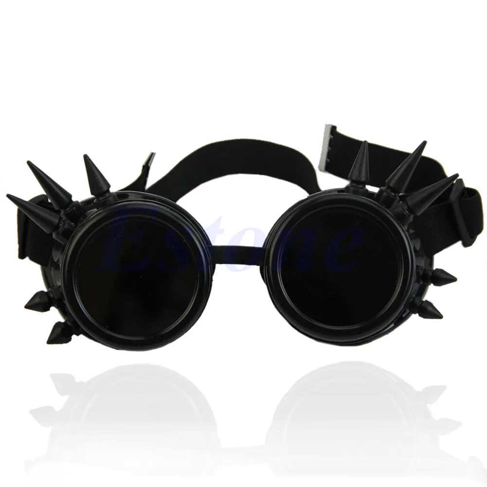 Welding Round goggle steampunk cyber Goth Sunglasses Rivet spiked goggles Cosplay Antique Victorian dirt bike sunglasses