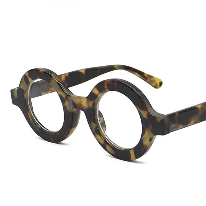 Retro Round Glasses Frame Women Transparent Fashion Leopard Black Computer Clear Eyeglasses Female Eyewear