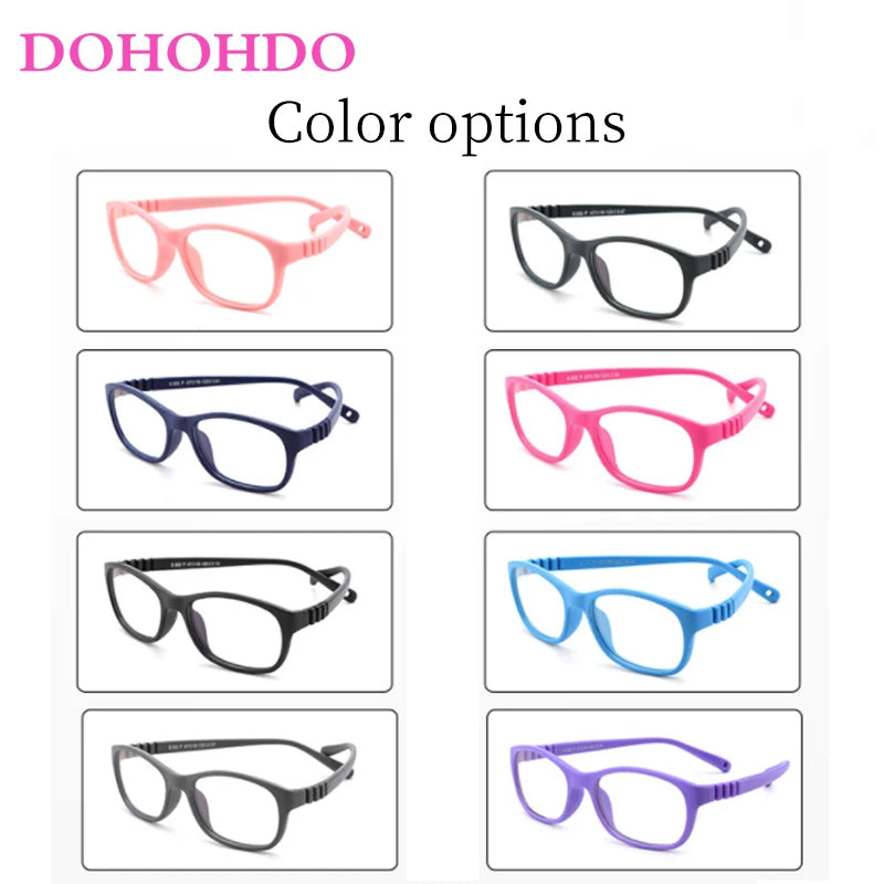 Square Kids Blue Light Glasses Fashion Silicone Flexible Optical Eyeglasses Frame Children 2023 Boy Girl Glasses With Rope UV400