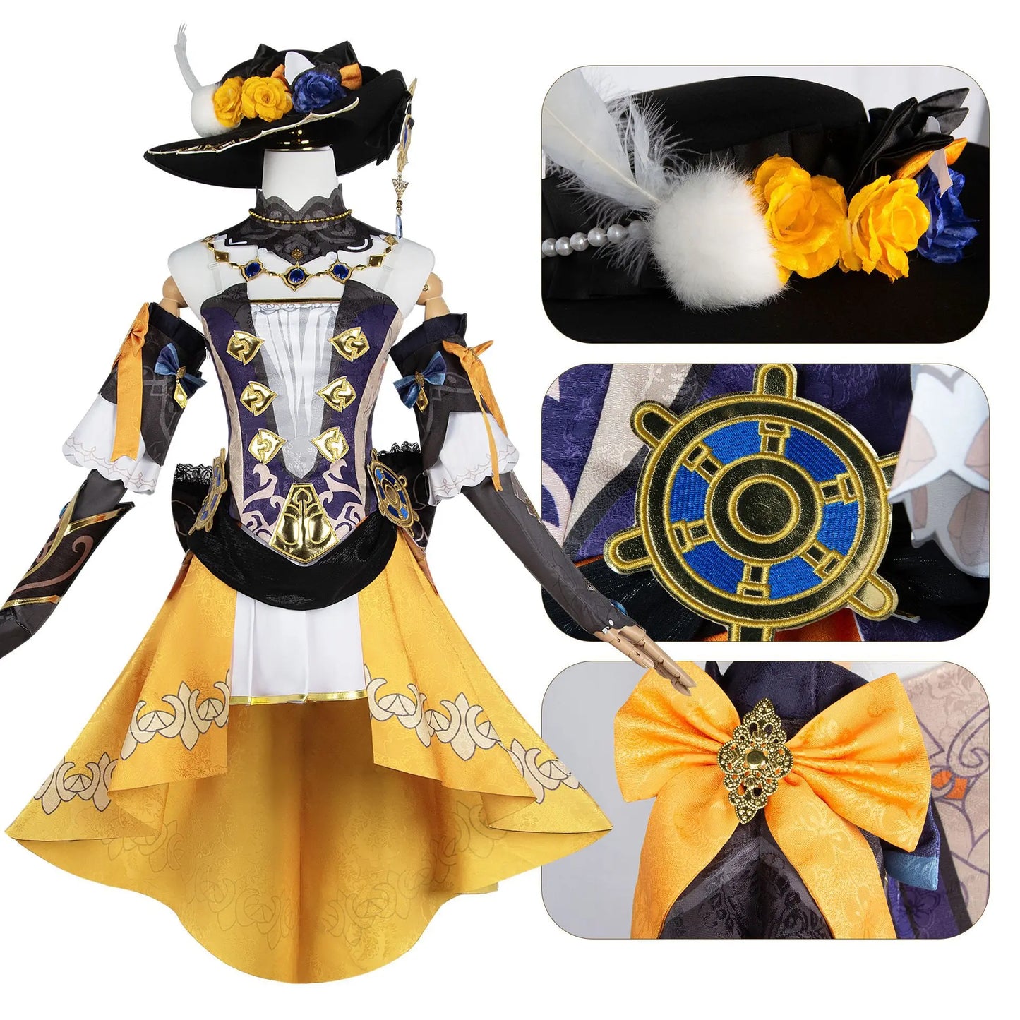 Genshin Impact Navia Cosplay Costume Full Set With Hat Cosplay for Women Dress Uniform Halloween Outfit Uniform Navia Cosplay