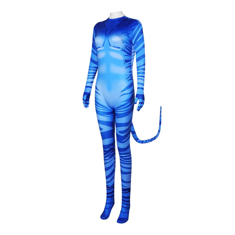 New Movie Adult Anime Avatar Costume Halloween Cosplay Jumpsuit Tights Bodysuit Kids Spandex Costumes for Girl Boy Outfits