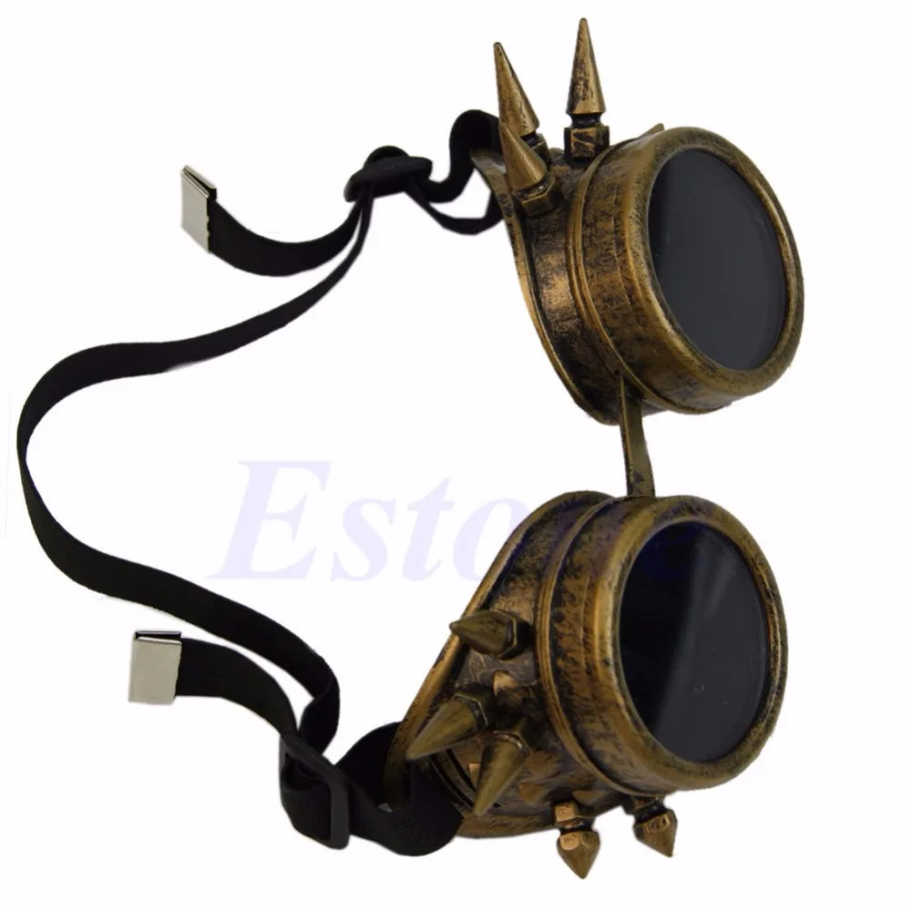 Welding Round goggle steampunk cyber Goth Sunglasses Rivet spiked goggles Cosplay Antique Victorian  dirt bike  sunglasses