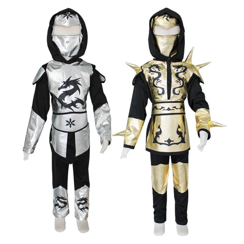 Halloween Ninja Costume for Boys Kids Dragon Ninja Costumes Hooded Shirt Pants With Mask Purim Carnival Party Clothing