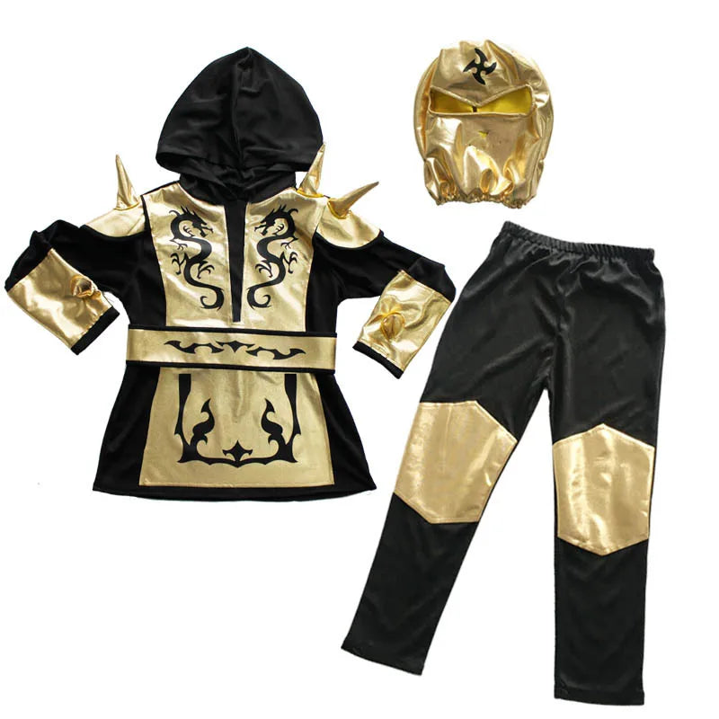 Halloween Ninja Costume for Boys Kids Dragon Ninja Costumes Hooded Shirt Pants With Mask Purim Carnival Party Clothing