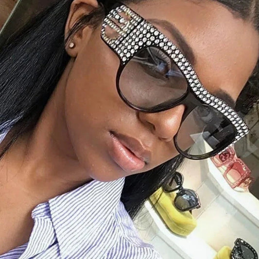 Oversized Square Sunglasses Rhinestone