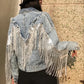 Women's Denim Jacket Coat Streetwear Female Denim Jacket Women Jean Jackets Outerwear Hot Fringed Rivet Denim Jacket Girl