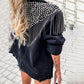 TEELYNN Boho Black Denim jacket For Women Coats Long Sleeve Autumn Loose fringe Jean Jackets 2021 Beaded rivets Casual Outwear