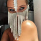 Shiny Long Tassel Rhinestone Mask Jewelry Accessories