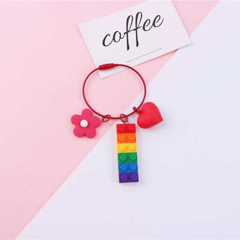 Rainbow Building Brick Key Chain Accessories for Women and Men LGBT Gay Lesbian Collar Punk Accessories Pride Keyring Gifts