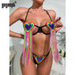 GagaoptColorful Rainbow Flag Bikini Swimsuit Push Up Gay Pride LGBT Modern Print Bondeau Bikinis Set Swimwear Women Bathing Suit