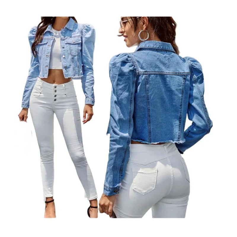 Women Denim Jacket Street Hole Ripped Outerwear Short Jean Jacket Women's Denim Clothing