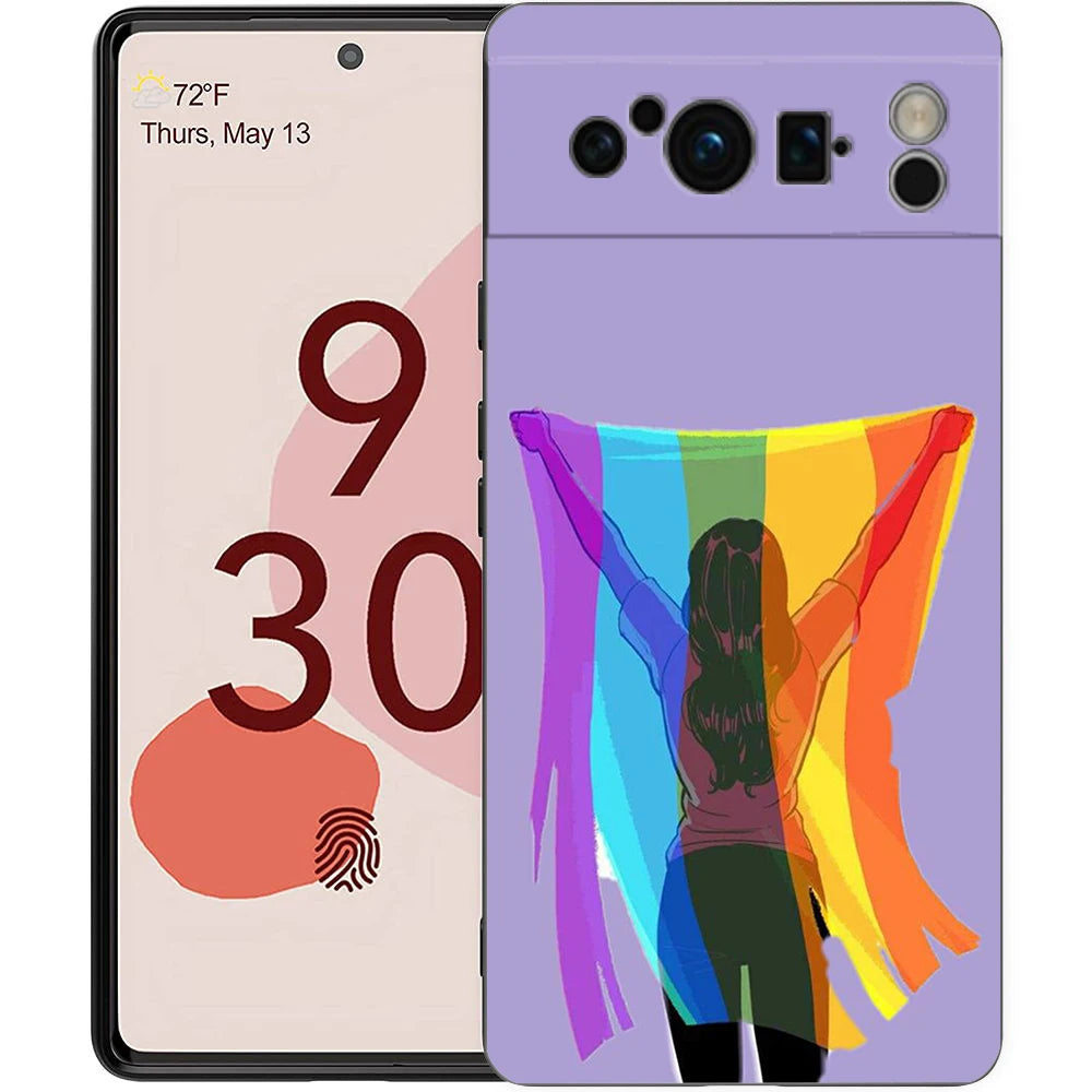 Gay Lesbian LGBT Rainbow Pride ART Phone Case Cover for Google Pixel 8 7 6 7A 6A Pro 5G Shockproof Silicone Soft 8 Pro 5G Shell