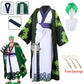 Anime Roronoa Zoro Cosplay Costume Wano Kuni Country Kimono Robe Zoro Wig Earrings Outfits Halloween Carnival Costume for Men