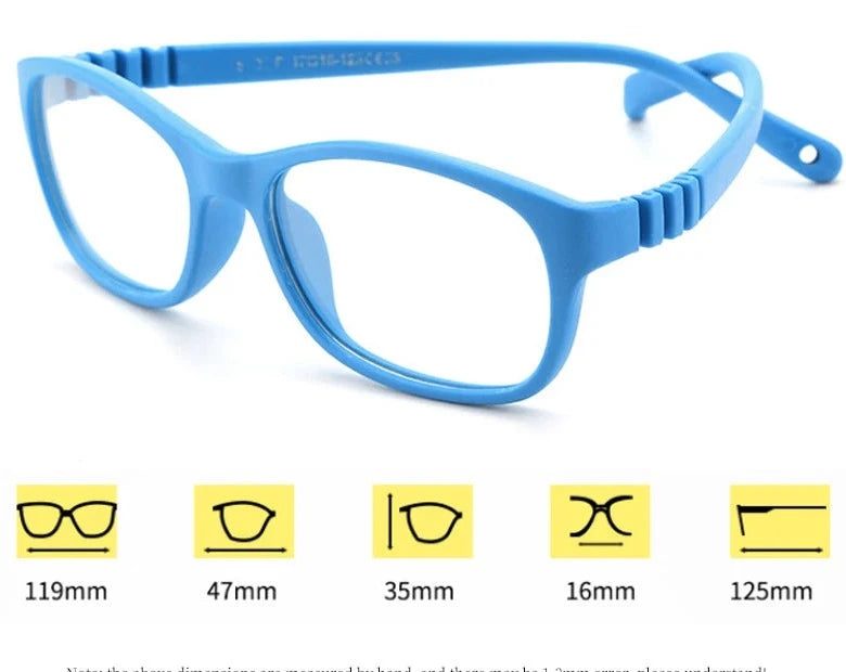 Square Kids Blue Light Glasses Fashion Silicone Flexible Optical Eyeglasses Frame Children 2023 Boy Girl Glasses With Rope UV400