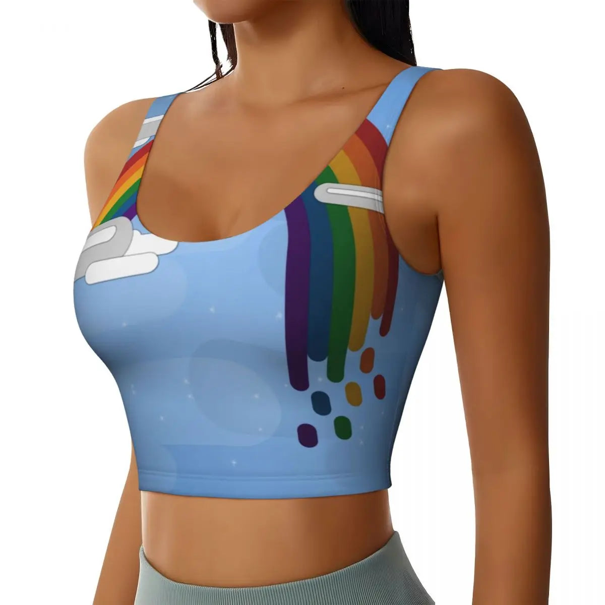 Custom Minimalist LGBT Drip Rainbow Workout Crop Tank Tops Women's Seamless GLBT Gay Lesbian Pride Flag Yoga Running Sports Bras