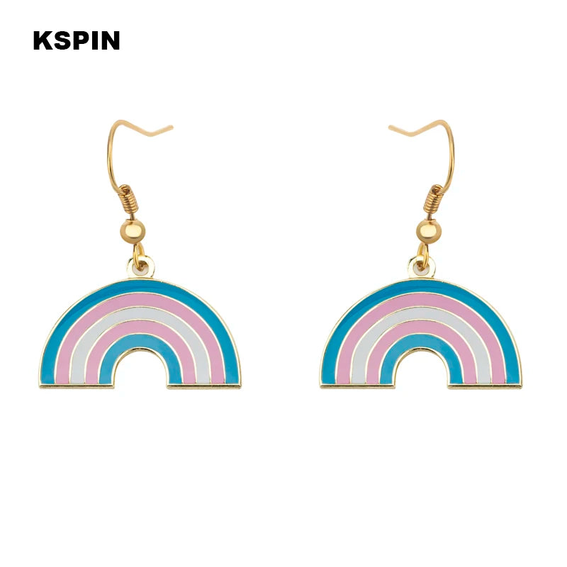 Transgender Rainbow Pansexual pride Genderqueer pride LGBT Earrings Gay Pride Rainbow Earrings Jewelry For Women Men Lovers Gift