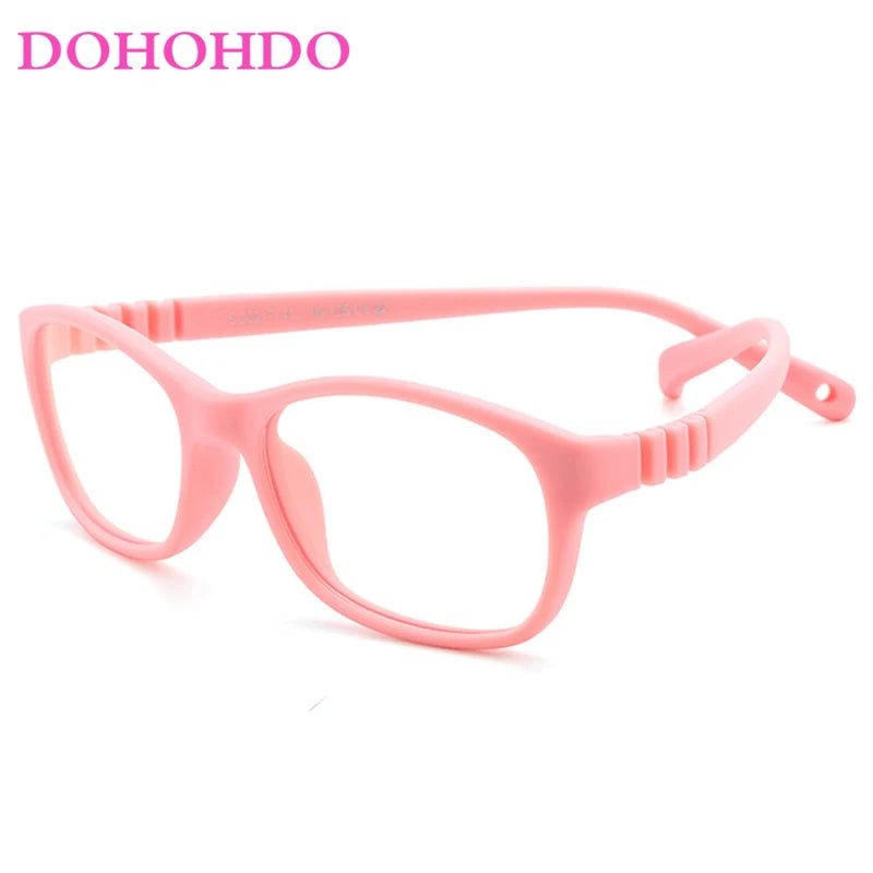 Square Kids Blue Light Glasses Fashion Silicone Flexible Optical Eyeglasses Frame Children 2023 Boy Girl Glasses With Rope UV400