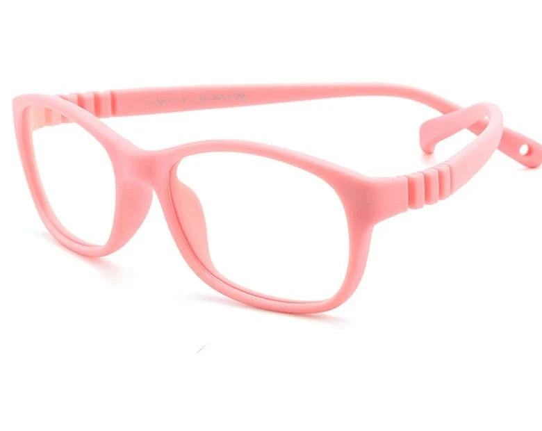 Square Kids Blue Light Glasses Fashion Silicone Flexible Optical Eyeglasses Frame Children 2023 Boy Girl Glasses With Rope UV400