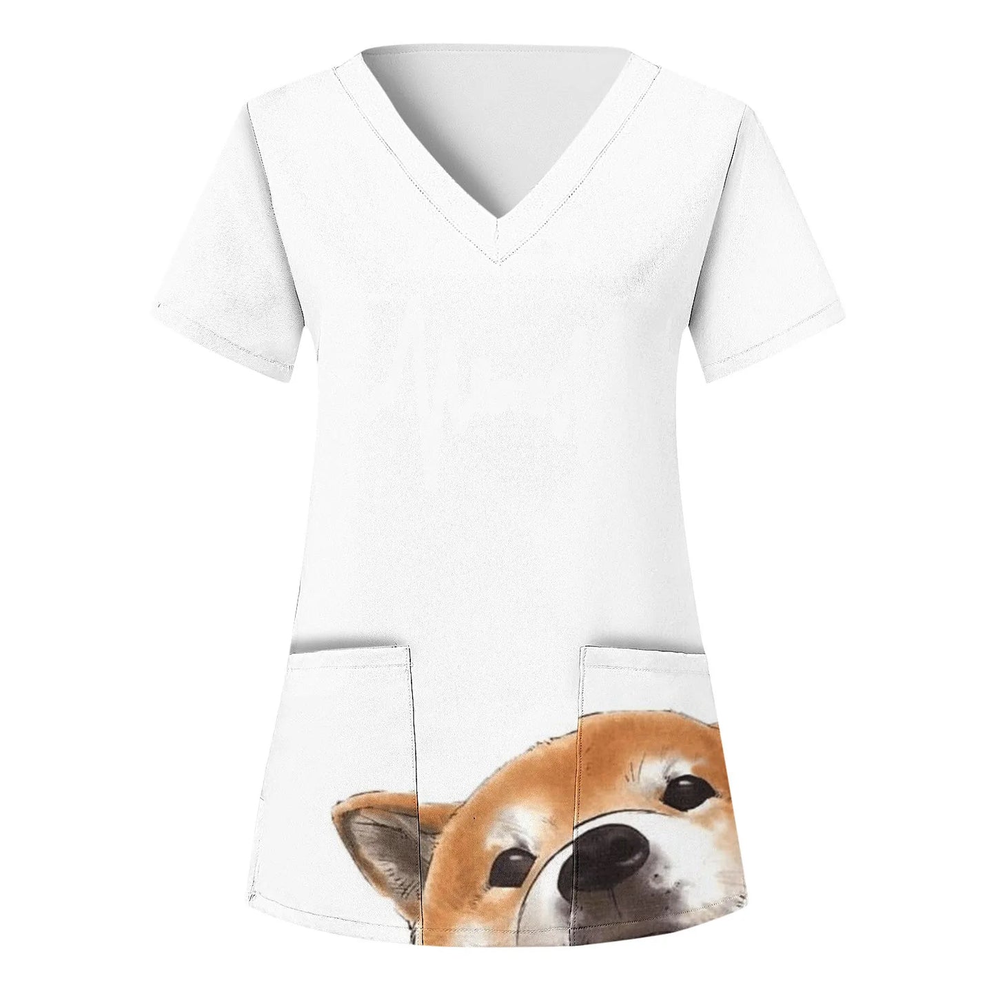 Carer Uniform Nurse Nursing Hospital Short Sleeve Women Healthcare Blouse Tops Workwear T-shirt Medical Working Clinic