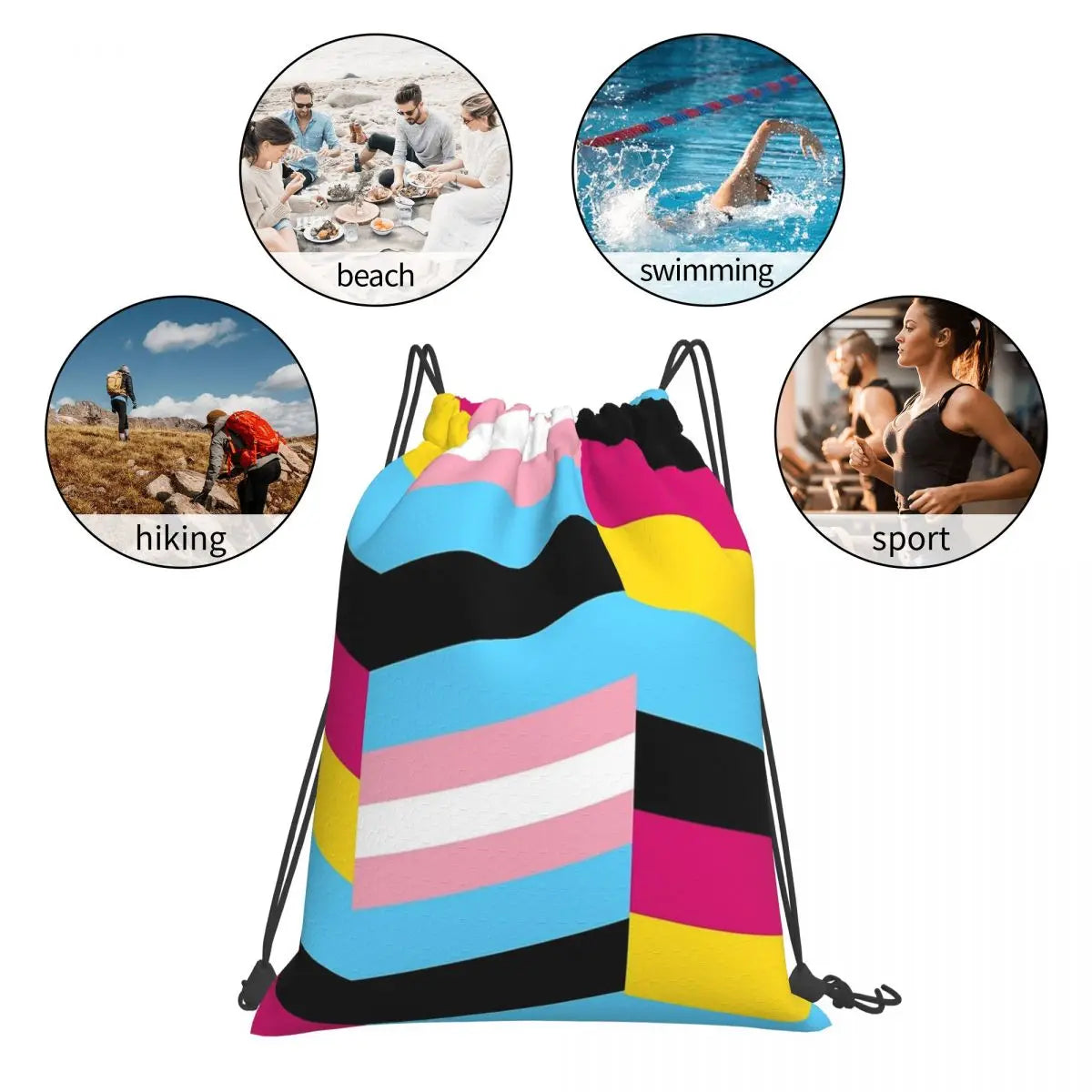 Pan And Trans Pride Backpacks Portable Drawstring Bags Drawstring Bundle Pocket Shoes Bag Book Bags For Man Woman School