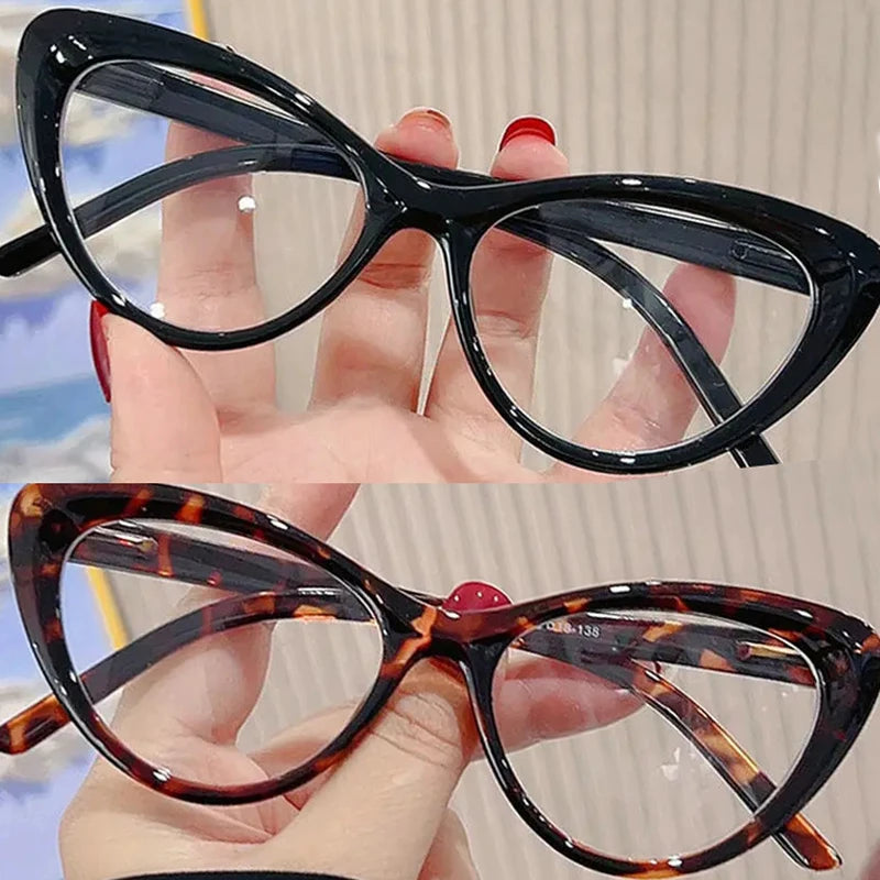 Y2K Cat Eye Triangle Frame Anti-Blue Light Glasses Classic Men Women Reading Eyewear Retro Triangle Frame Transparent Eyeglasses