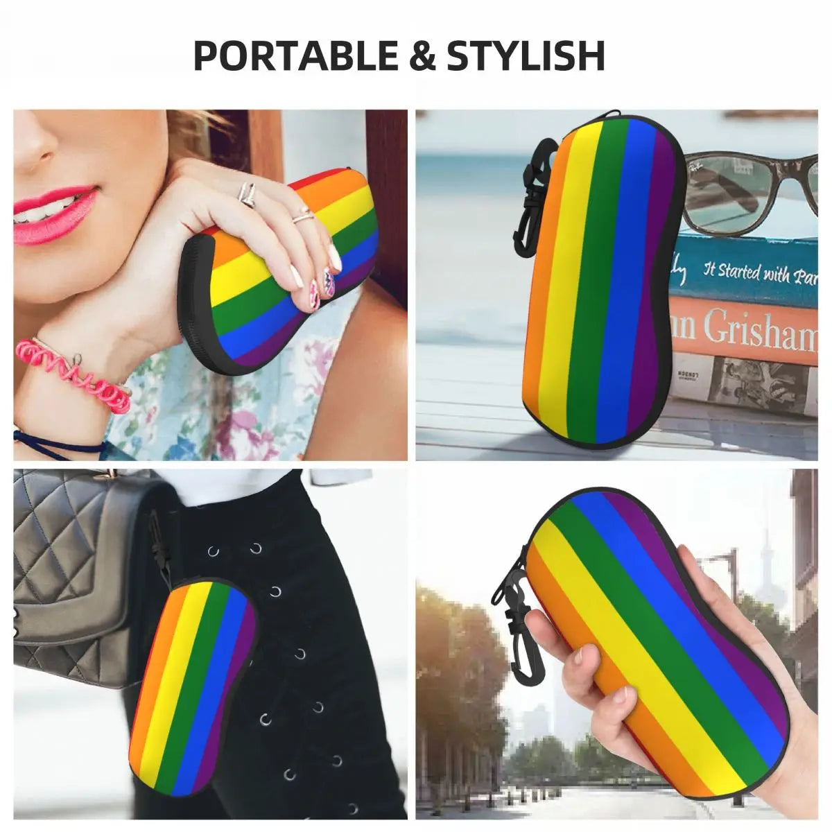 Gay Pride LGBT Rainbow Flag Sunglasses Soft Case Neoprene Zipper LGBTQ Lesbian Shell Eyeglass Case Protective Box for Glasses