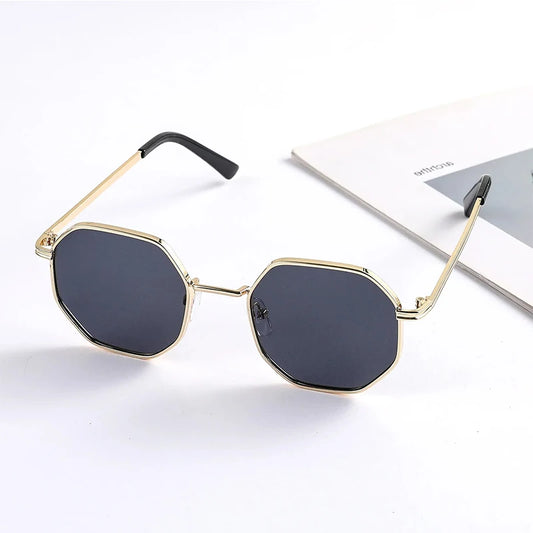 Fashion Boys Girls Octagon Metal Sunglasses Polygon Trend Children's Sun Glasses Kids Outdoor UV400 Eyewear