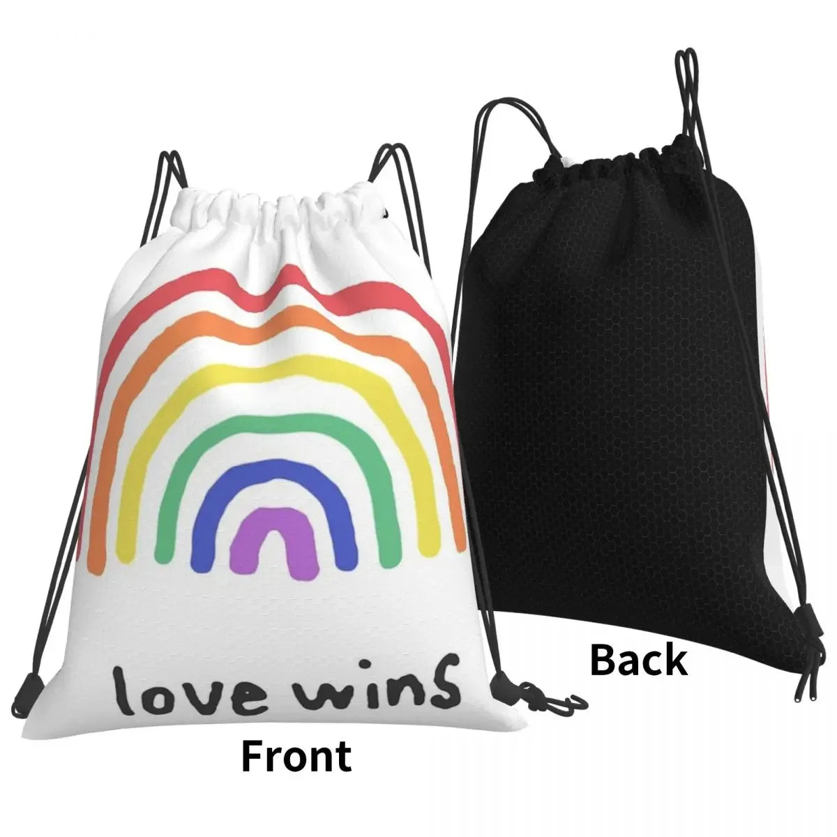 LGBTQA+ PRIDE Backpacks Casual Portable Drawstring Bags Drawstring Bundle Pocket Sports Bag Book Bags For Travel School