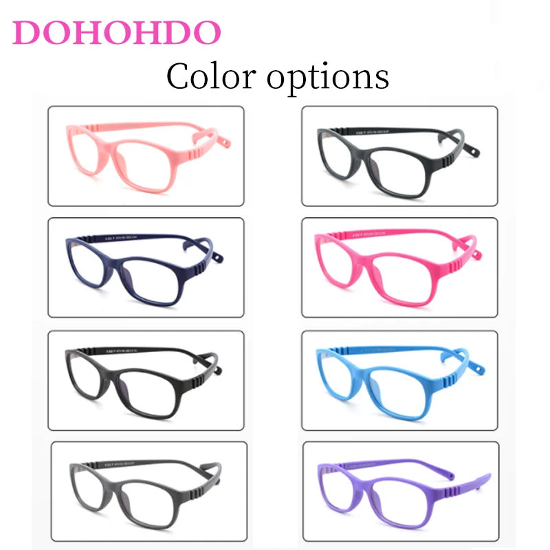 Square Kids Blue Light Glasses Fashion Silicone Flexible Optical Eyeglasses Frame Children 2023 Boy Girl Glasses With Rope UV400