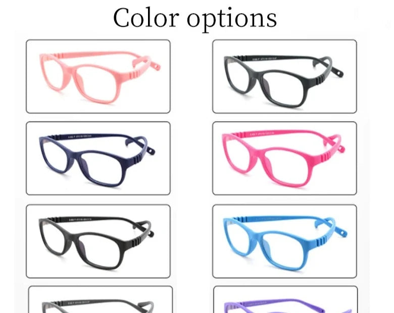 Square Kids Blue Light Glasses Fashion Silicone Flexible Optical Eyeglasses Frame Children 2023 Boy Girl Glasses With Rope UV400