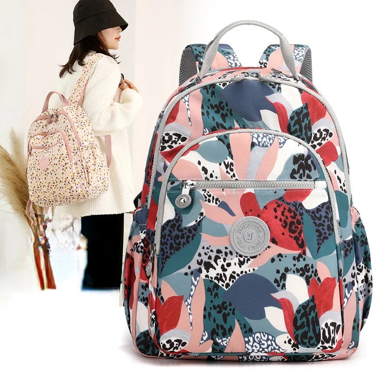 New Printing Women'S Waterproof Nylon Backpack Simple School Bag for Teenage Girl Shoulder Travel Bag School Backpack 2023