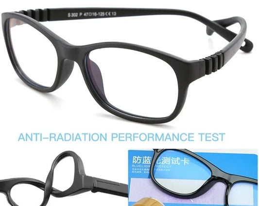 Square Kids Blue Light Glasses Fashion Silicone Flexible Optical Eyeglasses Frame Children 2023 Boy Girl Glasses With Rope UV400