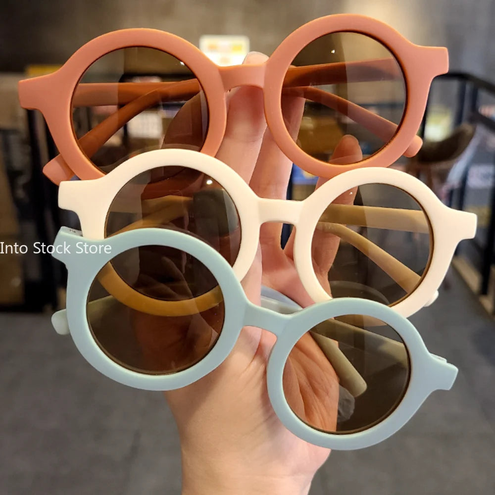 New Fashion Cute Children's Sunglasses Parent Child Frosted Sun Glasses Solid Color Round Glasses Baby Eyeglasses for Kids