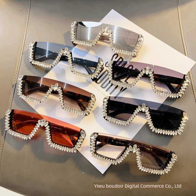 Women's Square rhinestone Personality Sunglasses