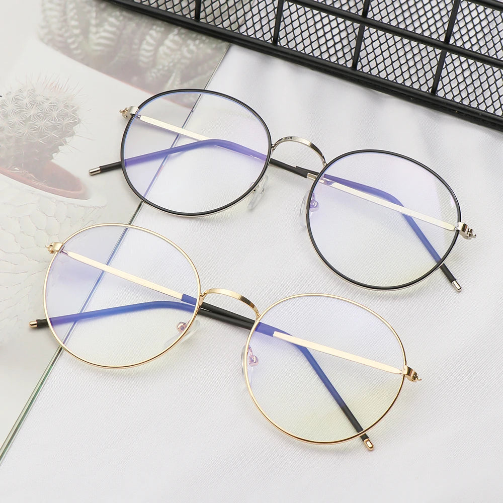 Classic Anti-Blue Light Blocking Glasses Women Men Round Optical Lenses Spectacle Computer Protection Goggles Reading Eyeglasses