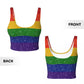 Custom Faux Glitter Rainbow Pride Flag Workout Crop Tank Tops Women's Seamless LGBT Gay Lesbian Yoga Running Sports Bras