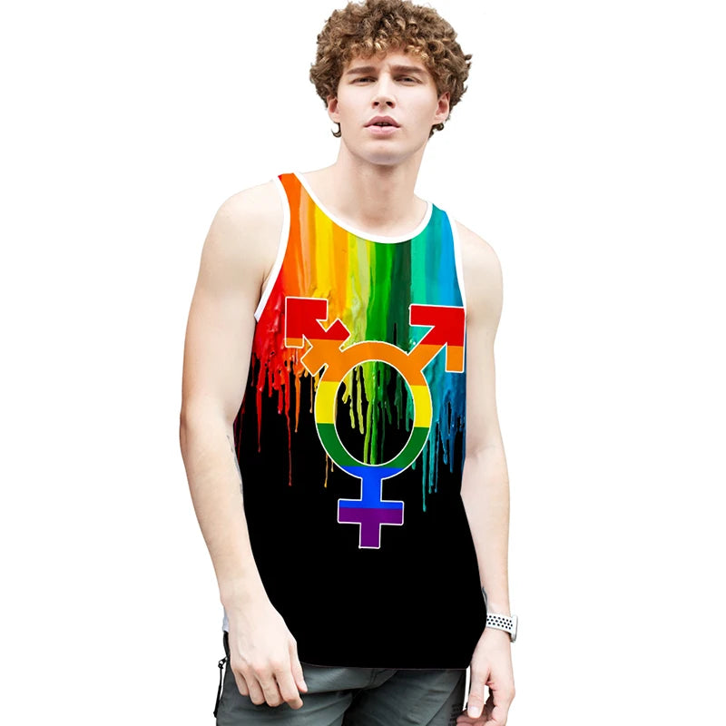 Pride LGBT fashion tank tops boy Gay Love Lesbian Rainbow Flag summer vest bodybuilding Sleeveless shirt fitness tank top men