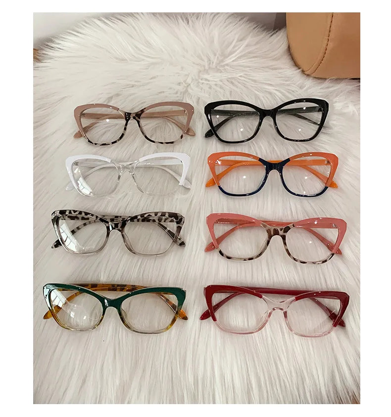 Gradient Color Fashion Tr90 Anti Blue Light Blocking Cat Eye Glasses Frame Women Luxury Designer Eyeglasses Ladies Optical Frame