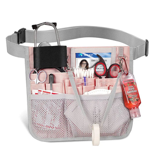 Nursing Organizer Belt Fanny Pack with Tape Holder Multi Compartment Medical Pack Apron Hip Bag for Stethoscopes Bandage Scissor