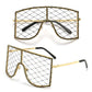 Oversized Rhinestone Mesh Glasses