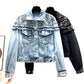 Fried Jeans Jackets Women's Outwear Fashion Loose Tassel Stitching Jacket Streetwear 2023 New Spring Autumn Beaded Cowboy Jacket